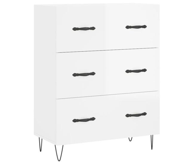 Vidaxl aparador de madera contrachapada blanco brillante 69,5x34x90 cm