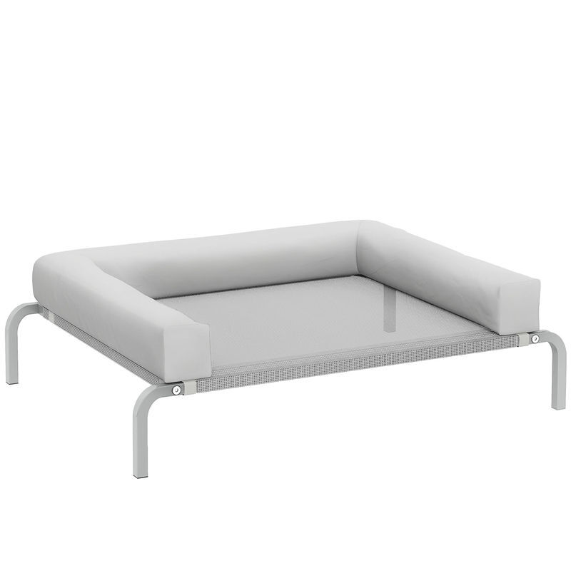 Pawhut cama elevada para perros refrescante con refuerzos extraíbles cama elevada para perros pequeños portátil con malla transpirable marco de acero para interior exterior 90x65x30 cm gris claro