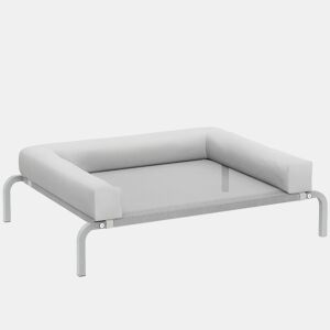 PawHut Cama Elevada para Cães com Latertais Amovíveis Cama Elevada para Cães Pequenos Portátil com Malha Respirável Estrutura de Aço para Interior e Exterior 90x65x30 cm Cinza Claro