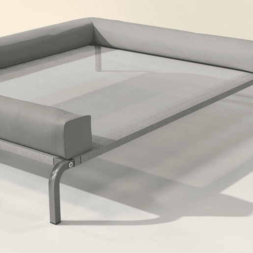 PawHut Cama Elevada para Cães com Latertais Amovíveis Cama Elevada para Cães Pequenos Portátil com Malha Respirável Estrutura de Aço para Interior e Exterior 90x65x30 cm Cinza Claro