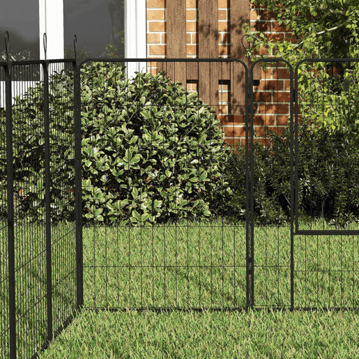 PawHut Parque para Cães com 12 Painéis Recinto para Animais de Estimação Modular com 2 Portas para Interior e Exterior Aço 80x120 cm Preto