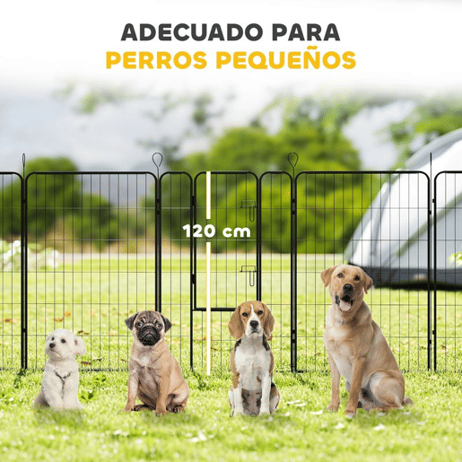PawHut Parque para Cães com 12 Painéis Recinto para Animais de Estimação Modular com 2 Portas para Interior e Exterior Aço 80x120 cm Preto