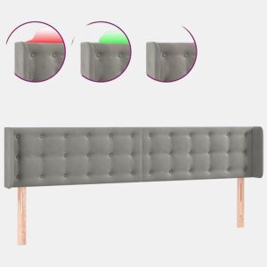 vidaXL Cabeceira cama c luzes LED veludo 163x16x7888 cm cinza-claro