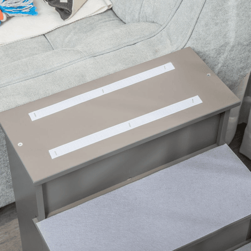 PawHut Escada para Animais de Estimação de 4 Degraus Escada para Cães e Gatos com Tapetes Antideslizantes Removíveis Carga 30 kg para Cama Sofá 40x59x54,2 cm Cinza