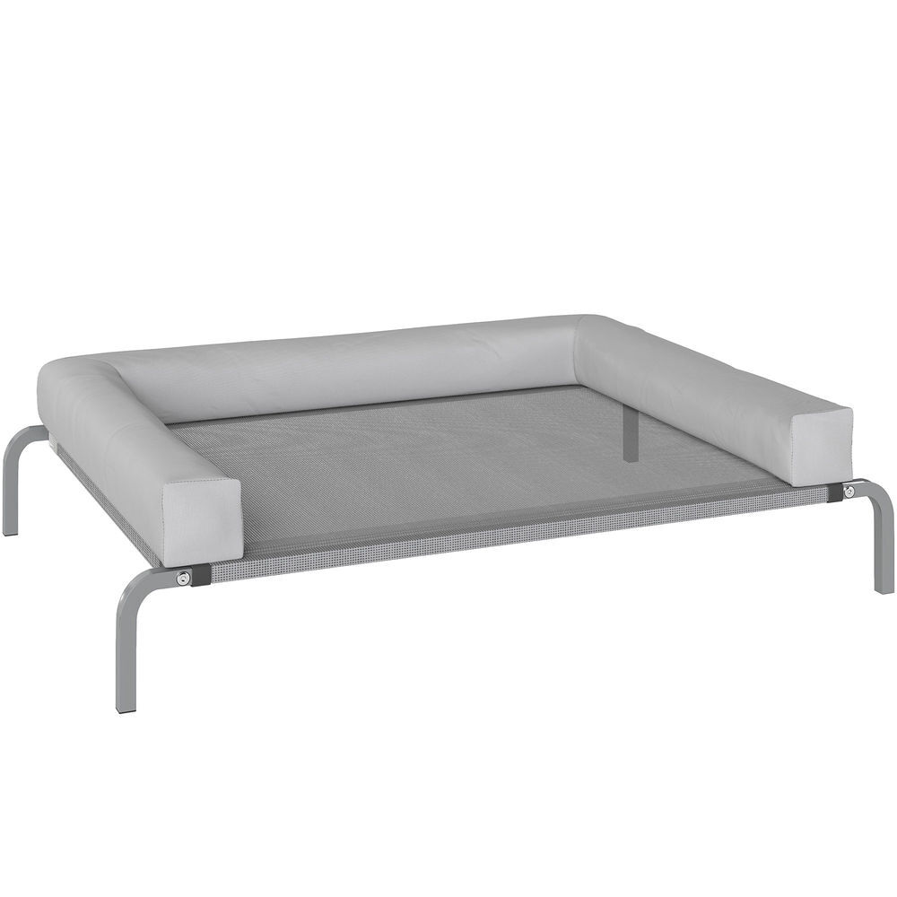 Pawhut cama elevada para perros refrescante con refuerzos extraíbles cama elevada para perros medianos portátil con malla transpirable marco de acero para interior exterior 110x75x30 cm gris claro