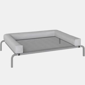 PawHut Cama Elevada para Cães com Latertais Amovíveis Cama Elevada para Cães Médios Portátil com Malha Respirável Estrutura de Aço para Interior e Exterior 130x90x30 cm Cinza Claro