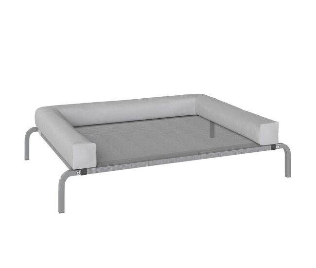 Pawhut cama elevada para perros refrescante con refuerzos extraíbles cama elevada para perros medianos portátil con malla transpirable marco de acero para interior exterior 110x75x30 cm gris claro