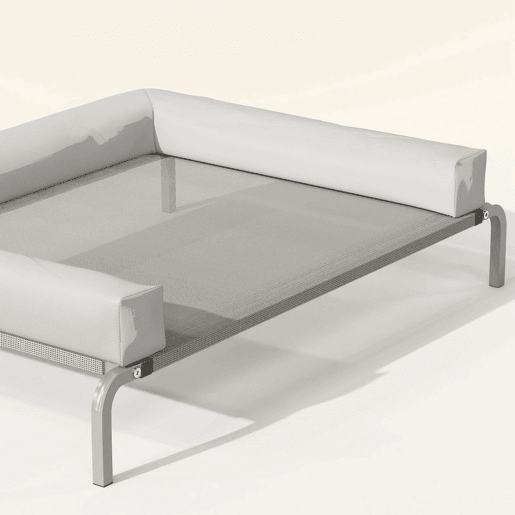 PawHut Cama Elevada para Cães com Latertais Amovíveis Cama Elevada para Cães Médios Portátil com Malha Respirável Estrutura de Aço para Interior e Exterior 130x90x30 cm Cinza Claro