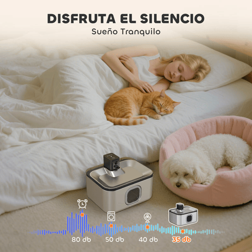 PawHut Fonte de Água para Gatos de Aço Inoxidável 5L Bebedouro Automático para Gatos Fonte de Água para Várias Mascotes com Luz LED Bomba Super Silenciosa Sensor de Movimento e Filtro de 3 Etapas 25,3x20x18 cm Preto