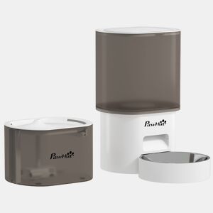 PawHut Comedero Automático para Gato Dispensador de Comida para Gatos e Cães de 3 L com Controlo por App (1-10 Refeições por Dia) Filtros e Luz LED Conjunto de Comedero e Bebedouro Automático Silencioso com Cabo USB ou Pilhas