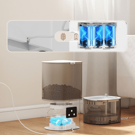 PawHut Comedero Automático para Gato Dispensador de Comida para Gatos e Cães de 3 L com Controlo por App (1-10 Refeições por Dia) Filtros e Luz LED Conjunto de Comedero e Bebedouro Automático Silencioso com Cabo USB ou Pilhas