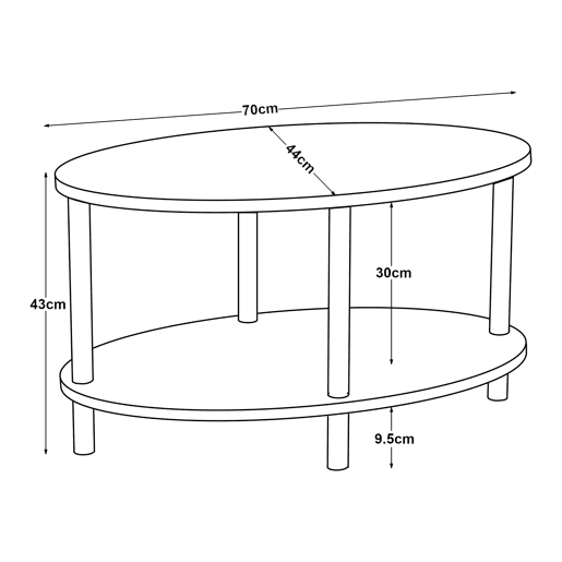 Mesa de centro Højreby 70x44x43 cm Travertino en.casa