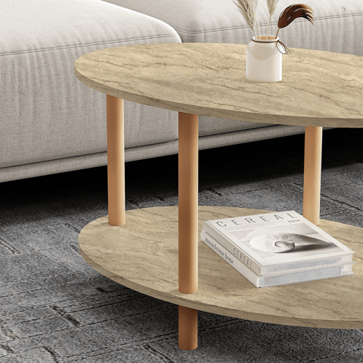 Mesa de centro Højreby 70x44x43 cm Travertino en.casa