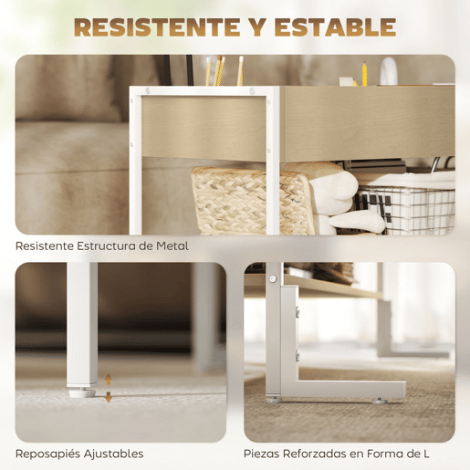 HOMCOM Mesa de Centro Elevatória Mesa de Café com Fecho Suave Espaço Oculto de Arrumação e Prateleira Aberta 95x40x59 cm Madeira e Branco
