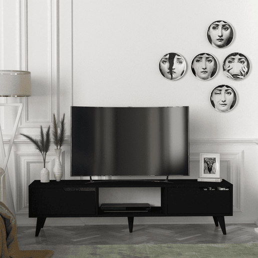 Armário para TV Kullila 160x35x40 cm Preto en.casa