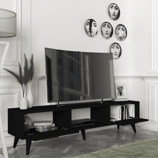 Armário para TV Kullila 160x35x40 cm Preto en.casa