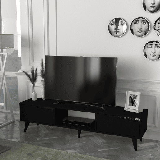 Armário para TV Kullila 160x35x40 cm Preto en.casa