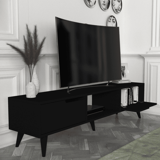 Armário para TV Kullila 160x35x40 cm Preto en.casa