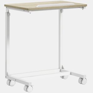 HOMCOM Mesa Auxiliar com Rodas Mesa para Sofá com Altura Ajustável Superfície Inclinável e Estrutura de Metal para Quarto Sala e Escritório 55x36x62,5-82,5 cm Madeira