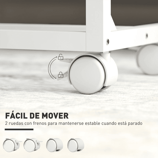 HOMCOM Mesa Auxiliar com Rodas Mesa para Sofá com Altura Ajustável Superfície Inclinável e Estrutura de Metal para Quarto Sala e Escritório 55x36x62,5-82,5 cm Madeira