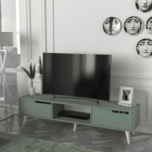 Armário para TV Kullila 160x35x40 cm VerdeBranco en.casa