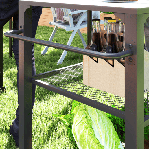 Outsunny Carrinho de Apoio para Barbecue de 3 Níveis Carrinho de Barbecue Carrinho de Serviço com 4 Rodas Prateleiras e Puxador Mesa de Apoio para Forno de Pizza para Jardim Pátio 105x50x79 cm Preto