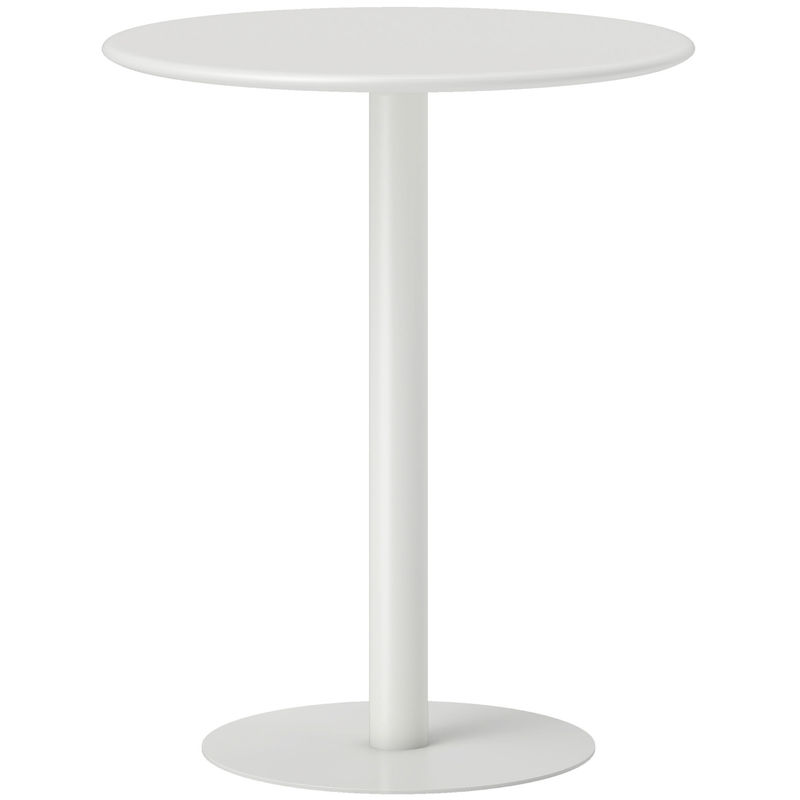 Homcom mesa de comedor redonda para 2 personas mesa de cocina de acero para interior y exterior ø60x72 cm blanco