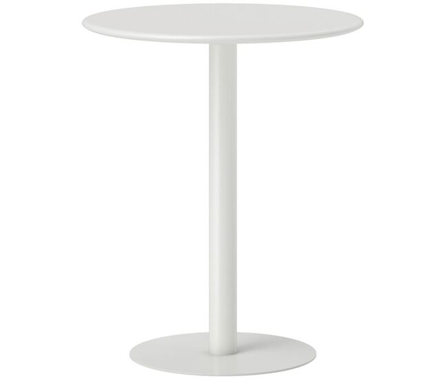 Homcom mesa de comedor redonda para 2 personas mesa de cocina de acero para interior y exterior ø60x72 cm blanco