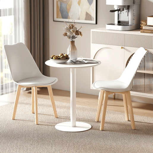 HOMCOM Mesa de Refeição Redonda para 2 Pessoas Mesa de Cozinha de Aço para Interior e Exterior Ø60x72 cm Branco