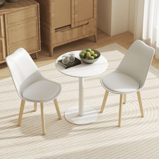 HOMCOM Mesa de Refeição Redonda para 2 Pessoas Mesa de Cozinha de Aço para Interior e Exterior Ø60x72 cm Branco