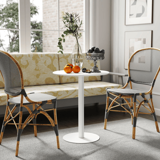HOMCOM Mesa de Refeição Redonda para 2 Pessoas Mesa de Cozinha de Aço para Interior e Exterior Ø60x72 cm Branco