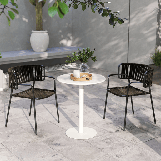 HOMCOM Mesa de Refeição Redonda para 2 Pessoas Mesa de Cozinha de Aço para Interior e Exterior Ø60x72 cm Branco