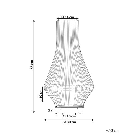 Lanterna LEYTE Madeira de salgueiro 58 cm Castanho claro