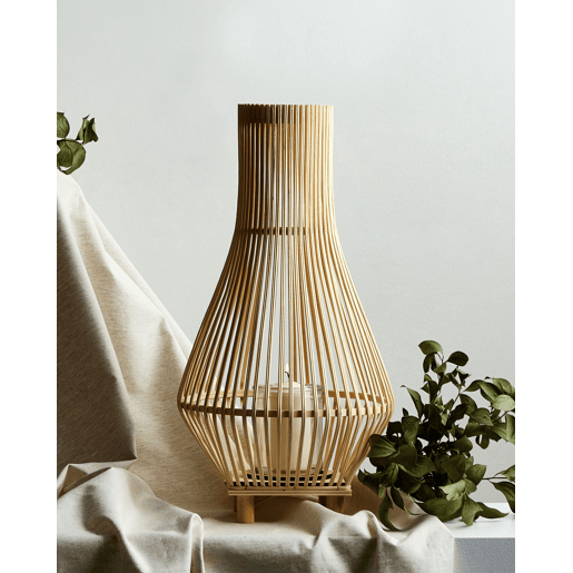 Lanterna LEYTE Madeira de salgueiro 58 cm Castanho claro