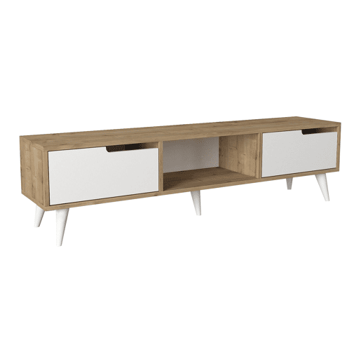 Armário para TV Kullila 160x35x40 cm Aspeto carvalhoBranco en.casa