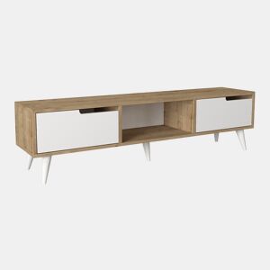 Armário para TV Kullila 160x35x40 cm Aspeto carvalhoBranco en.casa