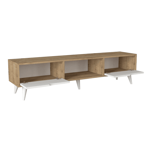 Armário para TV Kullila 160x35x40 cm Aspeto carvalhoBranco en.casa