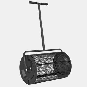 Outsunny Espalhador de Composto 300L 70x40x112 cm Espalhador de Adubo para Relvado com Guiador Ajustável Cesto de Rede Metálica para Cuidados de Relvado Jardim Preto