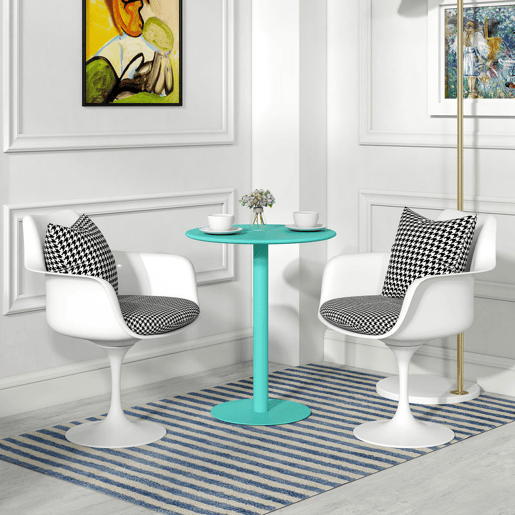 HOMCOM Mesa de Refeição Redonda para 2 Pessoas Mesa de Cozinha de Aço para Interior e Exterior Ø60x72 cm Verde