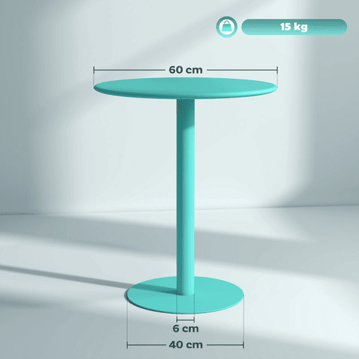 HOMCOM Mesa de Refeição Redonda para 2 Pessoas Mesa de Cozinha de Aço para Interior e Exterior Ø60x72 cm Verde