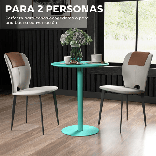HOMCOM Mesa de Refeição Redonda para 2 Pessoas Mesa de Cozinha de Aço para Interior e Exterior Ø60x72 cm Verde