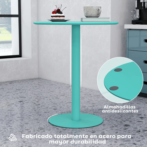 HOMCOM Mesa de Refeição Redonda para 2 Pessoas Mesa de Cozinha de Aço para Interior e Exterior Ø60x72 cm Verde