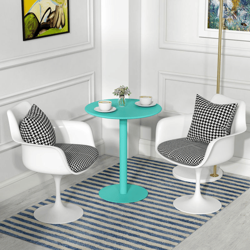 HOMCOM Mesa de Refeição Redonda para 2 Pessoas Mesa de Cozinha de Aço para Interior e Exterior Ø60x72 cm Verde