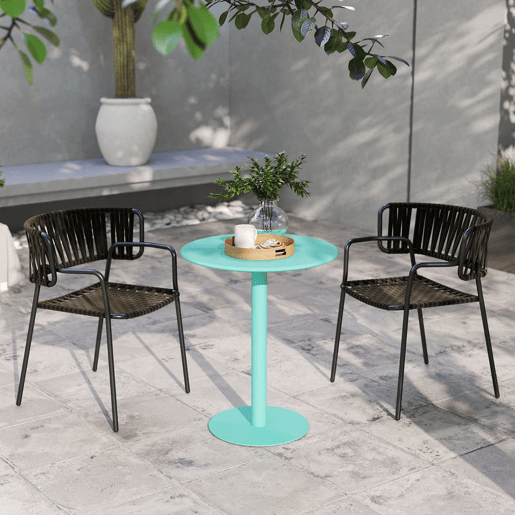 HOMCOM Mesa de Refeição Redonda para 2 Pessoas Mesa de Cozinha de Aço para Interior e Exterior Ø60x72 cm Verde