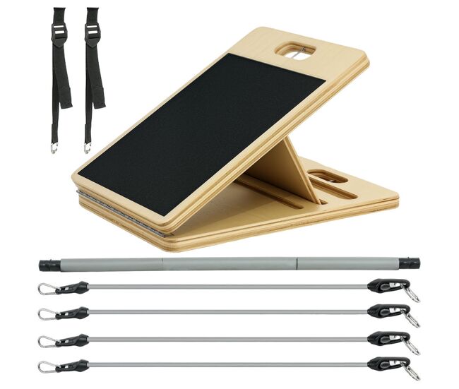 Sportnow kit de barra de pilates kit de pilates con 6 bandas elásticas tabla inclinada ajustable para entrenamiento de cuerpo completo en casa gris
