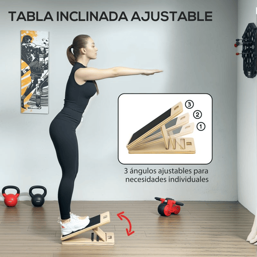 SPORTNOW Barra de Pilates Conjunto de Pilates com 6 Faixas Elásticas Tábua Inclinada Ajustável para Treino de Corpo Inteiro em Casa 90x33x3 cm Cinza