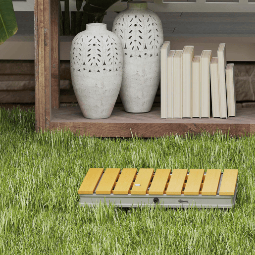 Outsunny Kit de Duche de Jardim Portátil Duche Exterior de Chão Altura Ajustável até 4 m Estrutura de Alumínio Resistente à Água Raios UV para Campismo Piscina Praia 70,5x55x7,5 cm Madeira