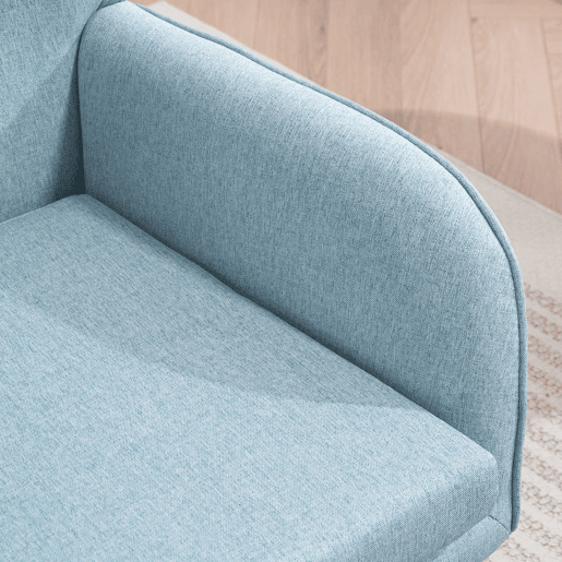 HOMCOM Poltrona com Apoio para Pés Poltrona de Leitura com Encosto Alto Capitonê Pés de Madeira e Revestimento em Linho Cadeira para Sala Quarto Escritório 70x72x94 cm Azul Claro