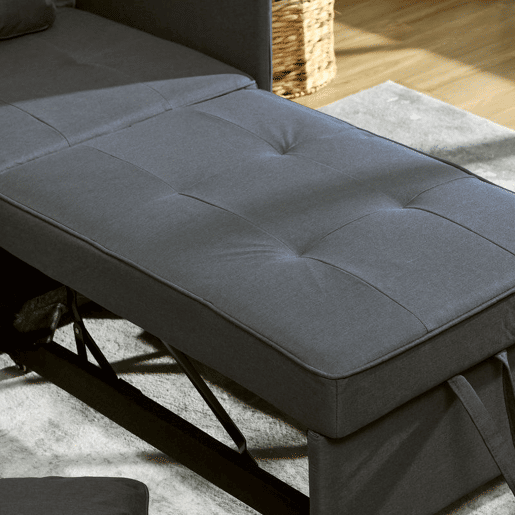 HOMCOM Sofá Cama 3 em 1 Sofá de 2 Lugares com Encosto Ajustável Sofá Cama Individual com Almofadas para Dormitório Sala de Estar 65x98x69 cm Cinzento