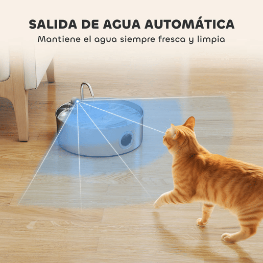 PawHut Fonte para Gatos em Aço Inoxidável 7L Bebedouro para Gatos Silencioso Fonte de Água para Animais Automática com Sistema de Filtros Luz LED e Bomba Super Silenciosa 30,5x31,2x19,3 cm Prata
